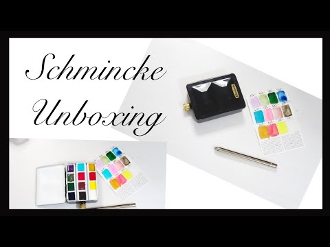 Schmincke whiskey watercolor palette and 48 Schmincke set unboxing only music