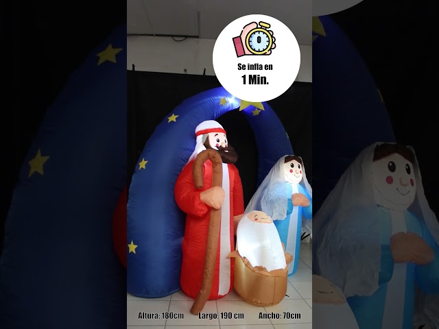 Vídeo relacionado con EBANKU 12FT Nacimiento Inflable Navideño Luces Integradas, Decoración Inflable Navideña para Exteriores con el Nacimiento de Jesús, Ideal para Fiestas Navideñas, Jardín, Césped e Interiores
