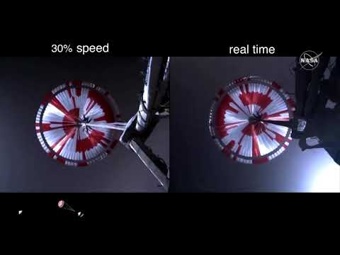 毅力號登陸火星的首段視頻 (First video of Perseverance landing on Mars)