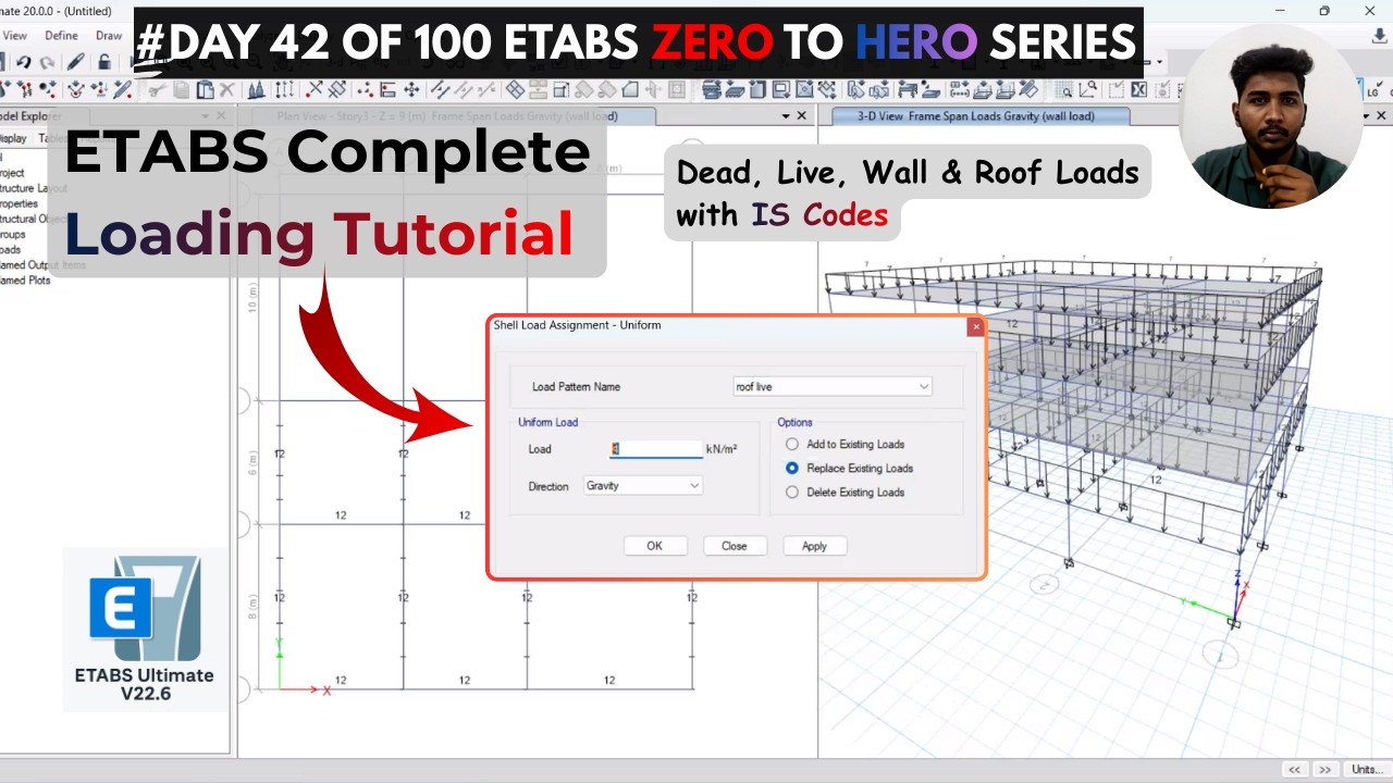 ETABS Complete Loading Tutorial (Dead, Live, Wall & Roof Loads with IS Codes)