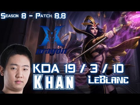 KZ Khan LEBLANC vs CASSIOPEIA Mid - Patch 8.8 KR Ranked