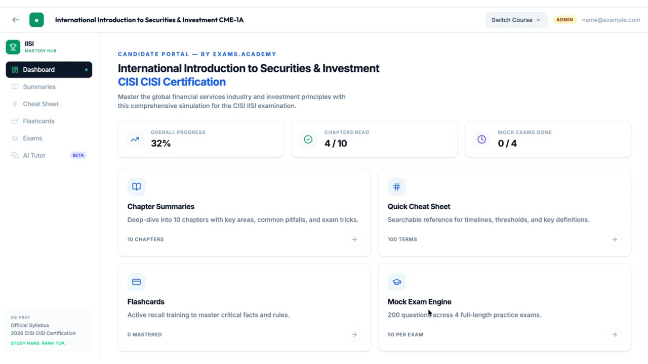 Preview of International Introduction to Securities & Investment CME-1A