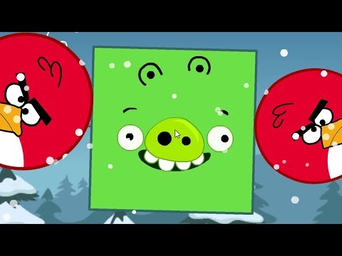 Angry Birds Kick Out Green Piggies - TWO HUGE ROUND BIRDS GOT KICKED BY GIANT SQUARE PIGS!