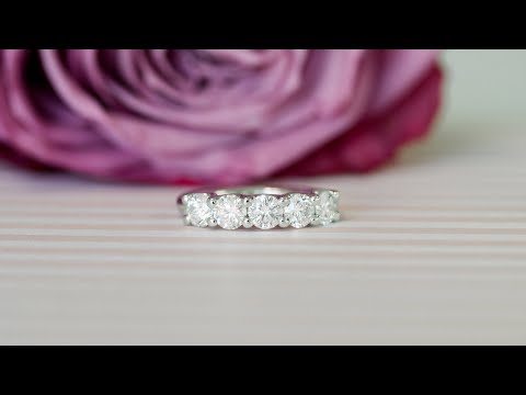 1.75 Carat Five Stone Round Lab Diamond Wedding Band in Platinum | Ada Diamonds
