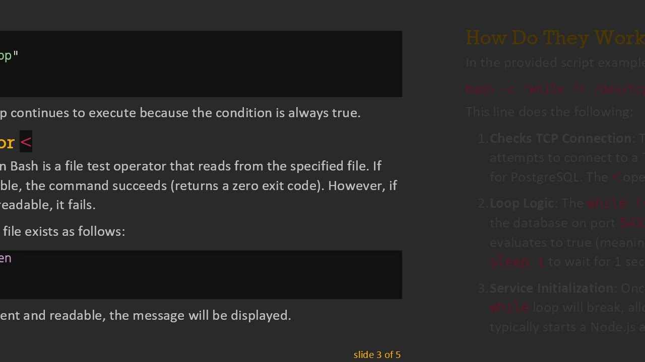 Understanding the !  Operator in Bash: A Guide to Monitoring TCP Connections