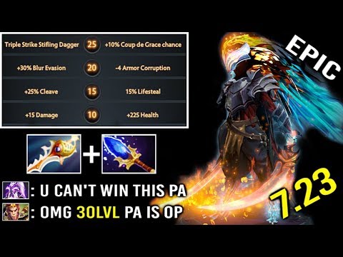 1 SHOT KILL 25% Crit x3 Dagger 30 Level 7.23 Divine Rapier PA Epic Comeback Most Imba Hero Dota 2