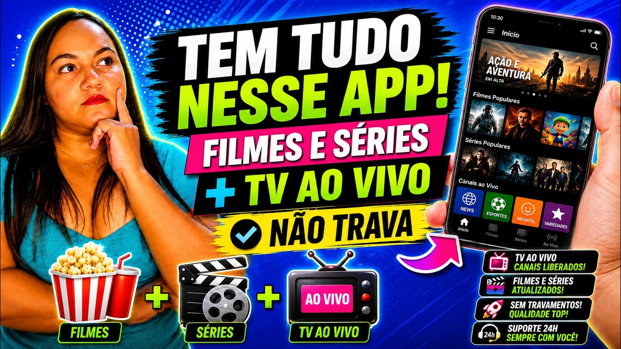 MELHOR APP PARA FILMES, SÉRIES E TV AO VIVO 📺🔥 NÃO TRAVA! Conheça o Aplicativo Mais Completo de 2026
