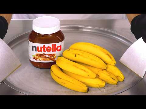 Nutella & Banana - Ice Cream Rolls | Oddly Satisfying Visual ASMR