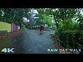 4K ASMR Rain Walk In Kerala Village Monsoon Ambience On Rural Countryside Roads