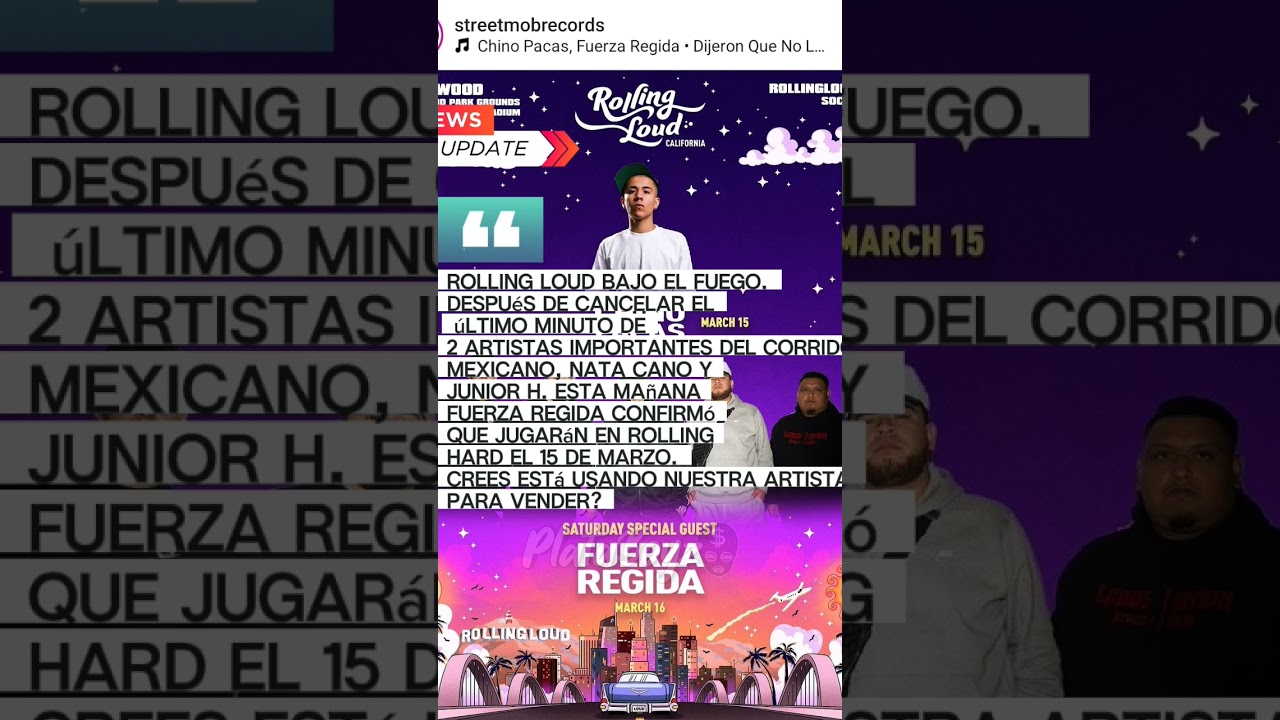 Rolling hard will have fuerza regida perform after cancling nata cano and junior h #fuerzaregida