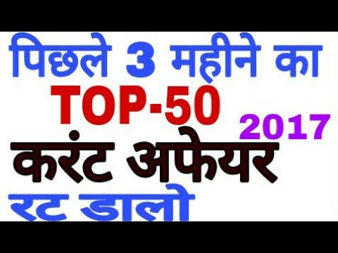 TOP 50 Current Affairs Last 3 Month 2017,Sept,Oct,Nov 2017