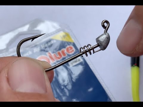How to Rig Spring Lock Jig Heads on Soft Plastics || Fishing Saltwater