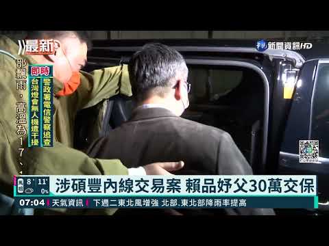 涉內線交易案 立委賴品妤父30萬交保