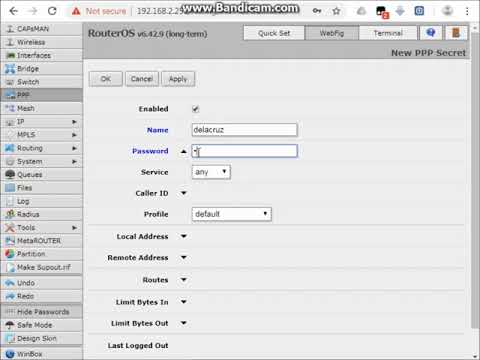 Create Secrets (user accounts) in MikroTik PPPoE