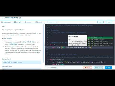 Coding Practice 32 Car Coding Nxtwave Solutions Python