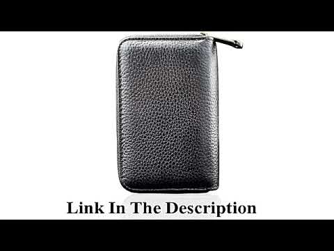 Teskyer Credit Card Holder, Genuine Leather Zip Small Wallet, RFID Blocking Card Case Men and Women