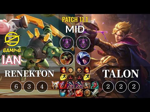 OZ Ian Renekton vs Talon Mid - KR Patch 11.1