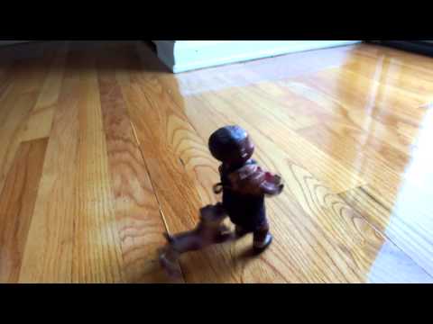 ANTIQUE PRE-WAR JAPAN POOR PETE BLACK AMERICANA CELLULOID WIND UP TOY