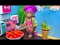 Chef BiBi Harvests String Beans To Feed Baby Monkey Obi