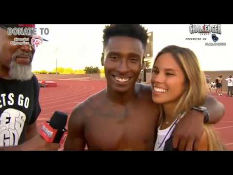 Deestroying Post-Race Interview After Winning Men's 100m Finals! - The Challenger Games