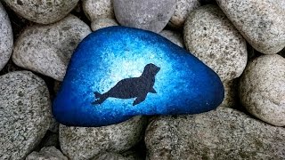 Silhouette of seal on stone -- SPEED PAINTING