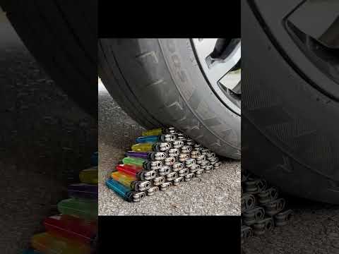Crushing Crunchy & Soft Things by Car! EXPERIMENT Car vs Lighters cube #shorts