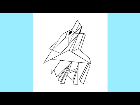 Geometric Wolf Drawing || How To Draw A Wolf Easy || Geometric Animal Drawing