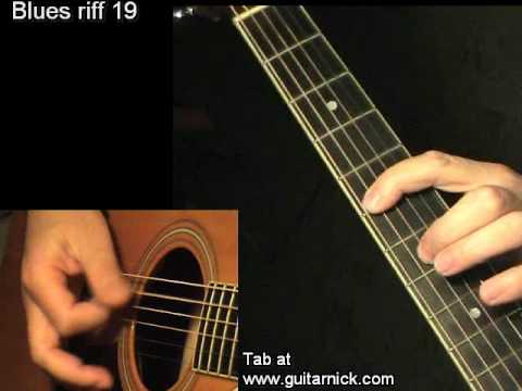 Blues riff 19 - flatpicking + TAB! Acoustic guitar lesson, learn to play