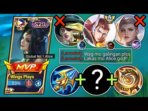 ALICE HYPER DIVING HACK VS PRO LANCELOT & AIMING SNIPER LESLEY | ALICE BUILD & EMBLEM 2023 | MLBB