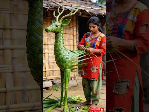 deer made from palm leaves | mini wood toys | hand crafts | woods crafting #ai #deer #craft