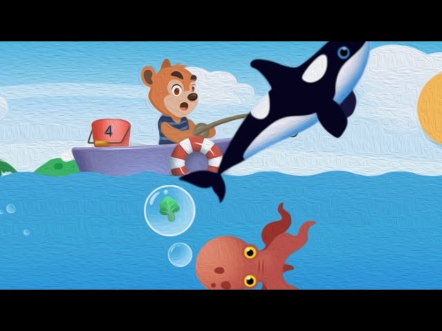 Kids Angling Funny Game  - cute dolphins, colorful tropical fish, bubbling octopus