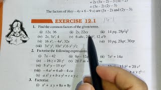 Ex-12.1 Chapter -12 Factorisation || Class 8th Maths