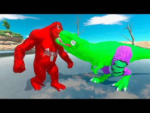 👿RED VENOM GORO vs HULK T-REX (1VS1) - Animal Revolt Battle Simulator