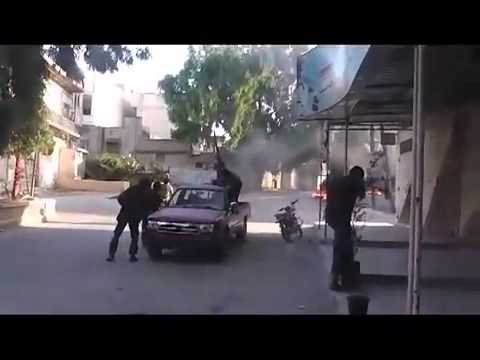 التصدي للطيران المروحي من قبل لواء هنانو في سماء مدينة كفر تخاريم في ريف إدلب