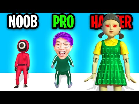 NOOB vs PRO vs HACKER In SQUID GAME CHALLENGE!? (ALL LEVELS!)