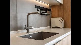 Современная прямая кухня под дуб сонома Проект 145 фото 7