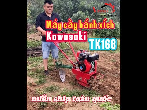 Máy đào rãnh bánh xích chạy dầu kawasaki tk168