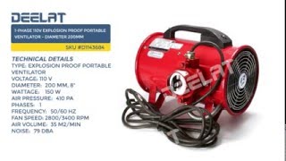 1-Phase 110V Explosion Proof Portable Ventilator - Diameter 200mm