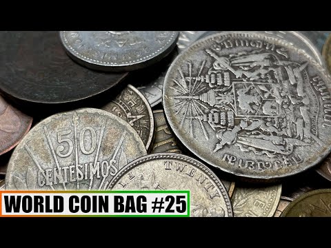 Valuable Asian Silver & Other Rare Finds In Half Pound Foreign Coin Grab Bag Search - Bag #25