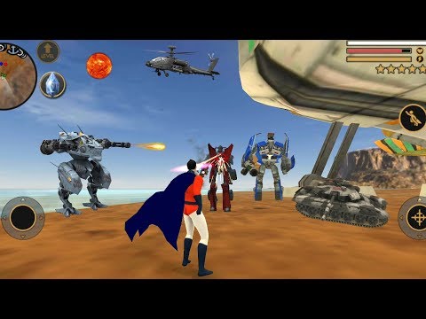 Vegas Crime Simulator (Superhero Fight Car Robot on sea)Car Robot Fight With Laser Gun - Gameplay HD