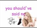 shouldve said no- taylor swift (karaoke and lyrics ...