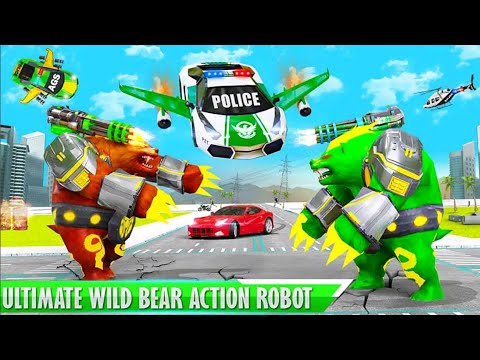 Bear Robot Car Transform:Flying Car Robot Game - Android Gameplay