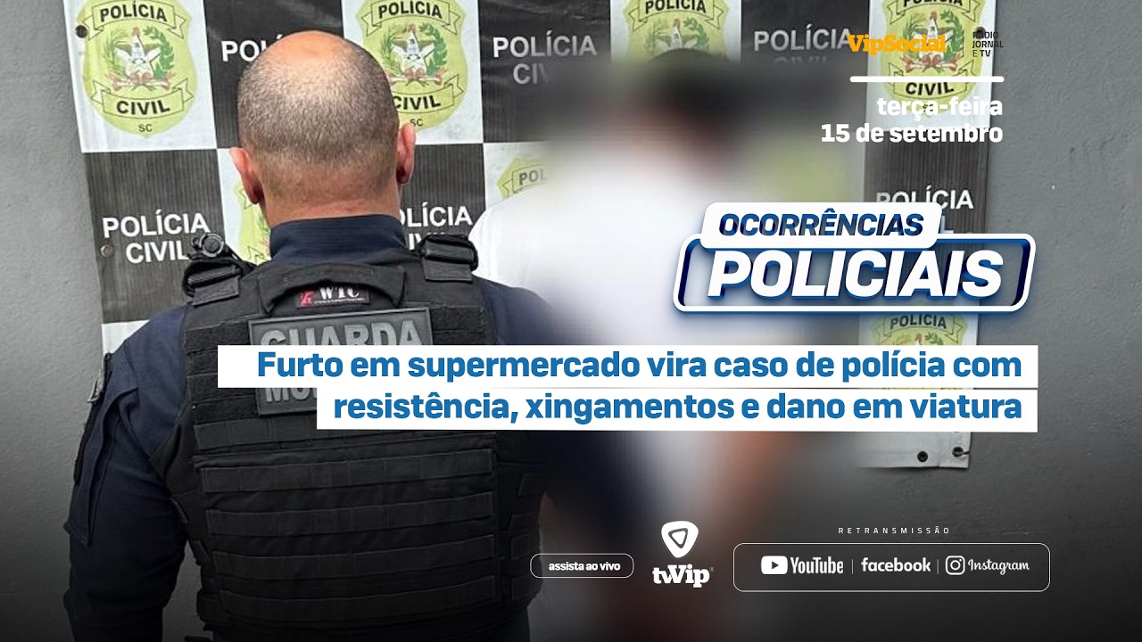 Furto em supermercado vira caso de polícia com resistência, xingamentos e dano em viatura