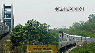 preview picture of video 'GODAVARI ARCH BRIDGE  : 15227 ONBOARD. INDIA'S 3RD LONGEST'