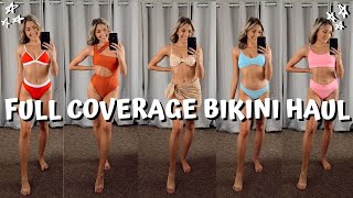 HUGE FULL COVERAGE BIKINI HAUL 2021 // testing 30 family friendly suits under $15