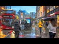 Wet Windy London Walk ️ City Of London To Spitalfields Rainy Walking Tour 4K HDR ASMR