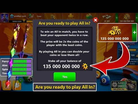 8 ball pool All in Coins 135.000.000.000 B 😃 Bismuth Cue