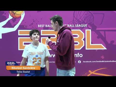 N.Khurtsilava,  N.Sanikidze (Tbilisi Basket), and Andrius Steponaitis (VKKM) half-time interviews
