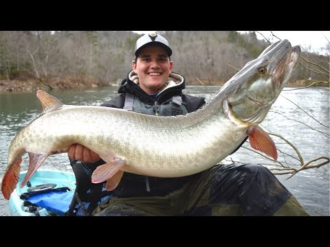 GIANT MUSKIE ALMOST KILLS ME IN KAYAK!!! (NOT CLICKBAIT)