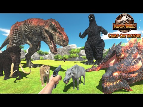 Jurassic World Evolution Camping | We're Going on a Godzilla Hunt - Animal Revolt Battle Simulator